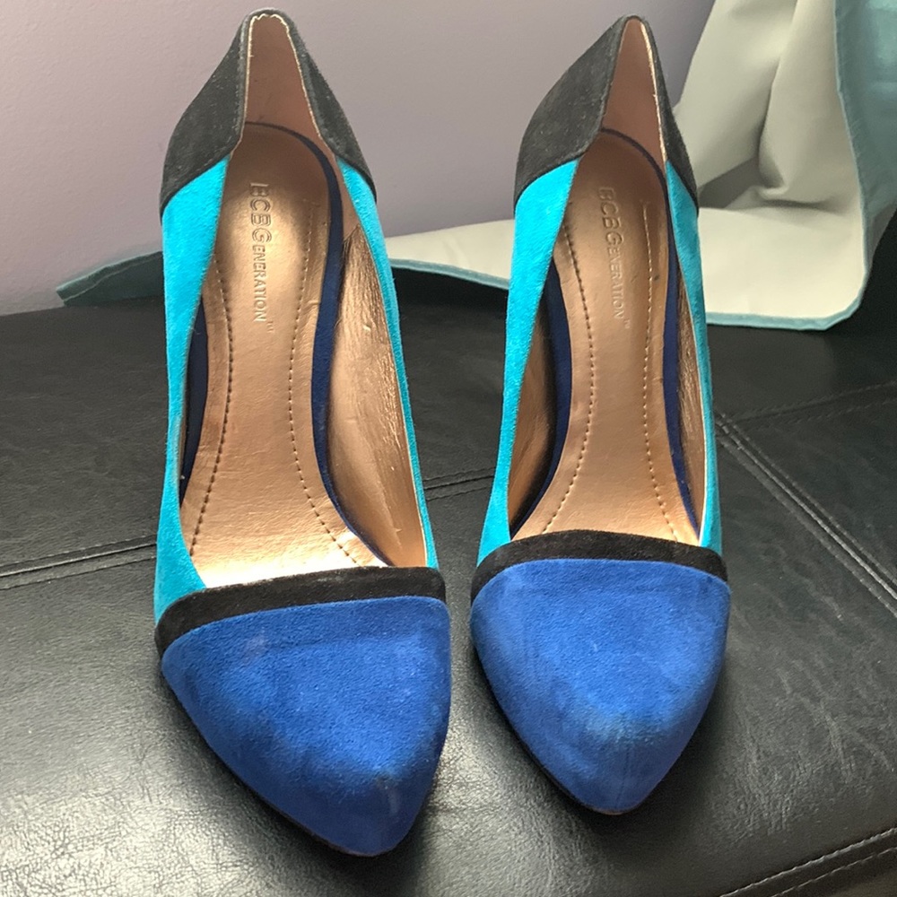 BCBG, 8 1/2, Blue/Black/Teal